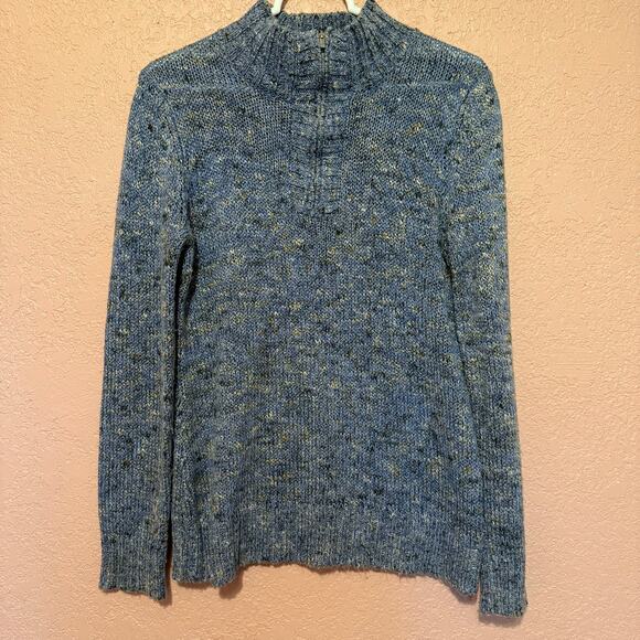 Liz Claiborne Large Blue Grey Gray Knitted 1/4 Zip Pullover Long Sleeve Womens - Picture 1 of 5